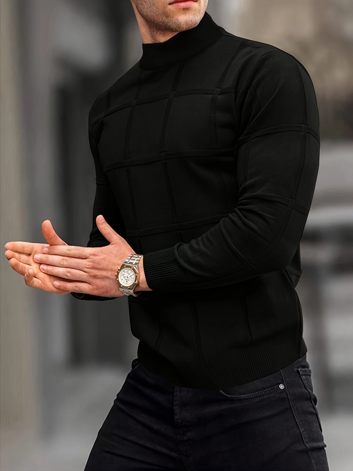 Pull Matière Stretch Coupe Droite Pour Homme