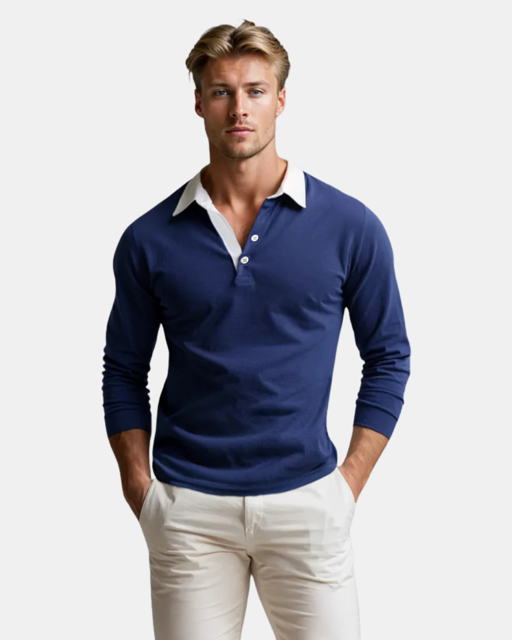 Pull Maille Côtelée Col Polo Pour Homme