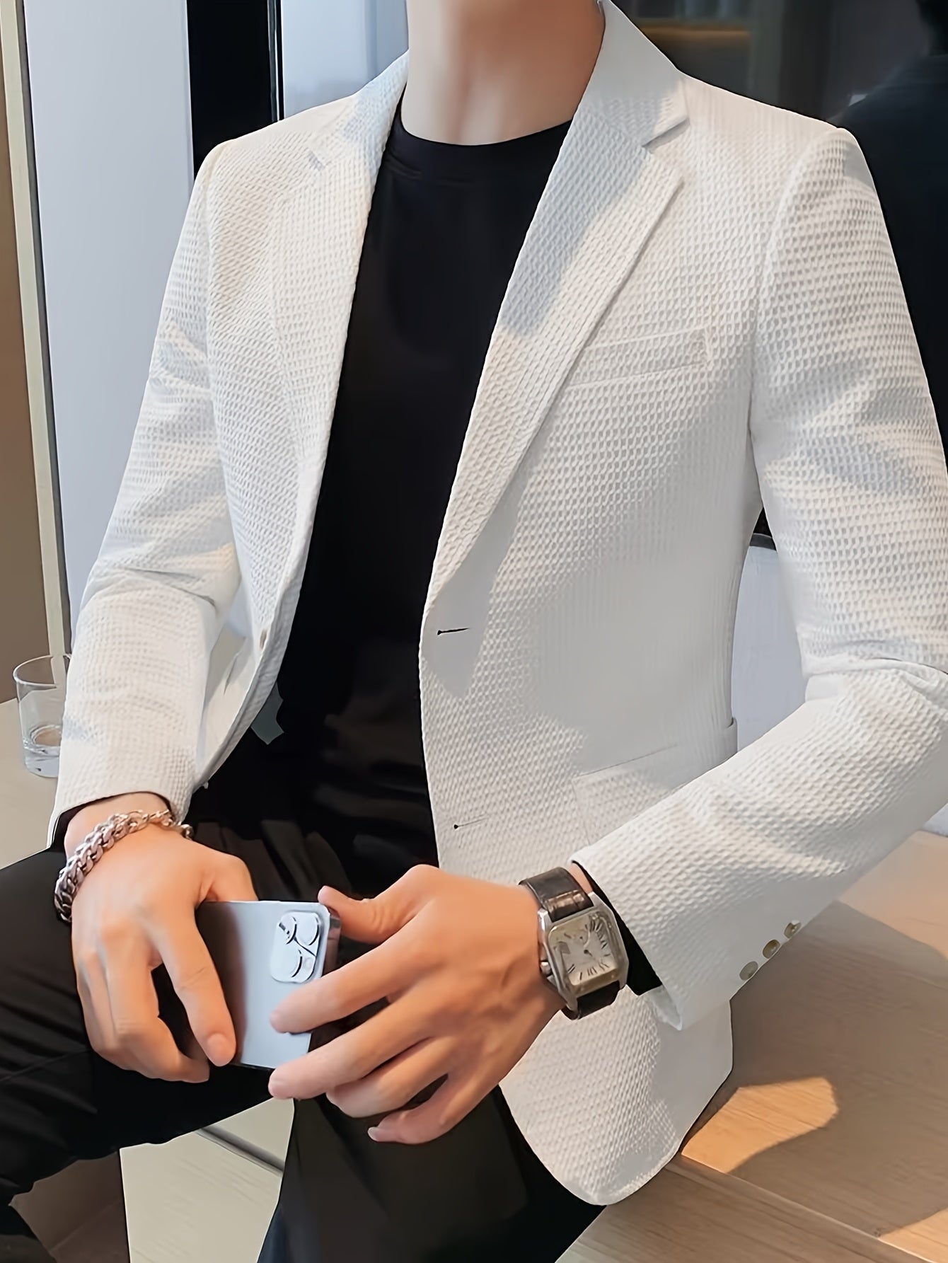 Blazer Maille Gaufrée Pour Homme