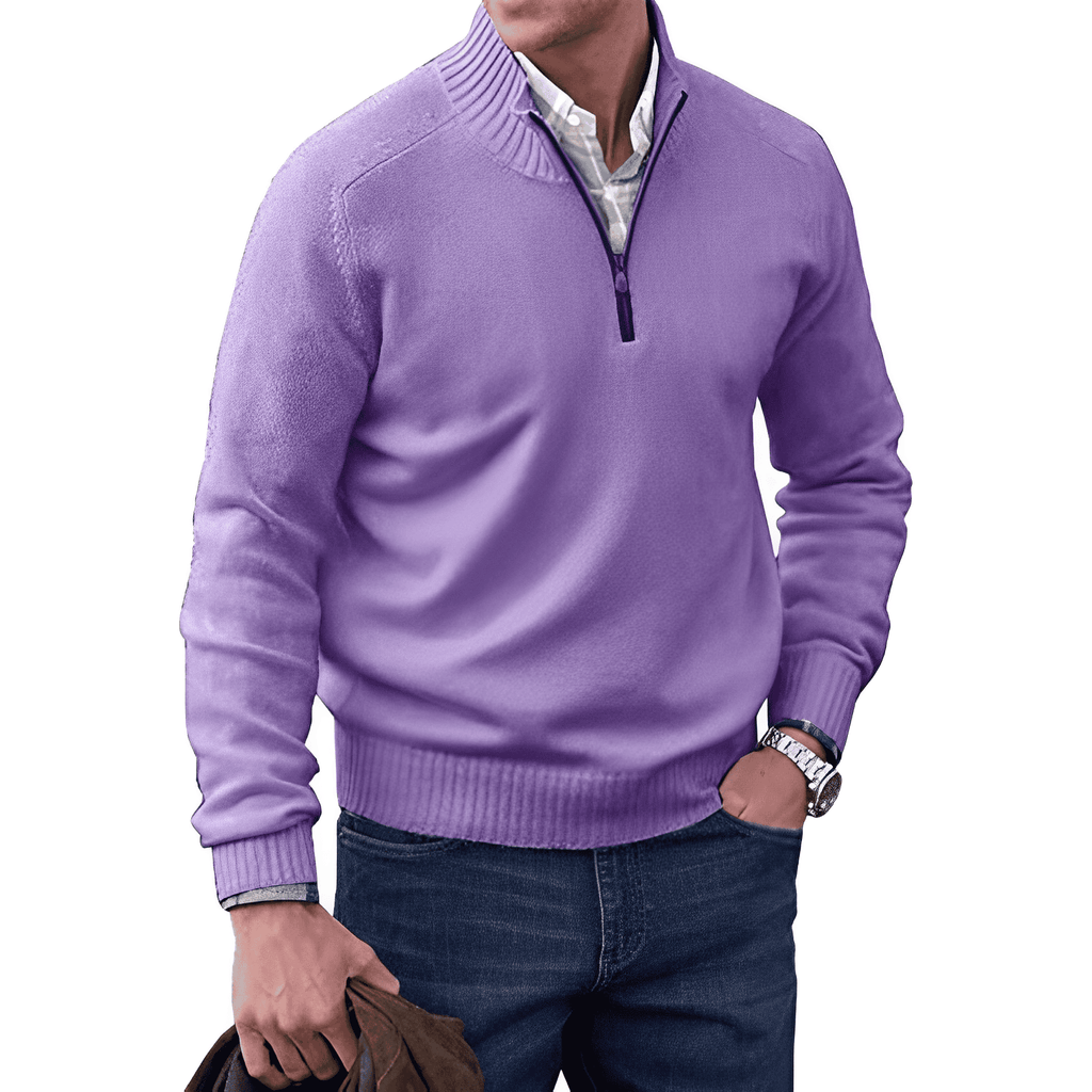 Homme Pull Maille Zippé