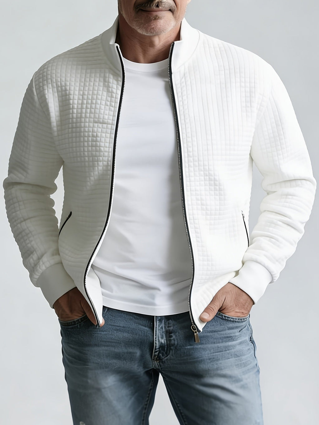 Veste Maille Gaufrée Coupe Droite Pour Homme