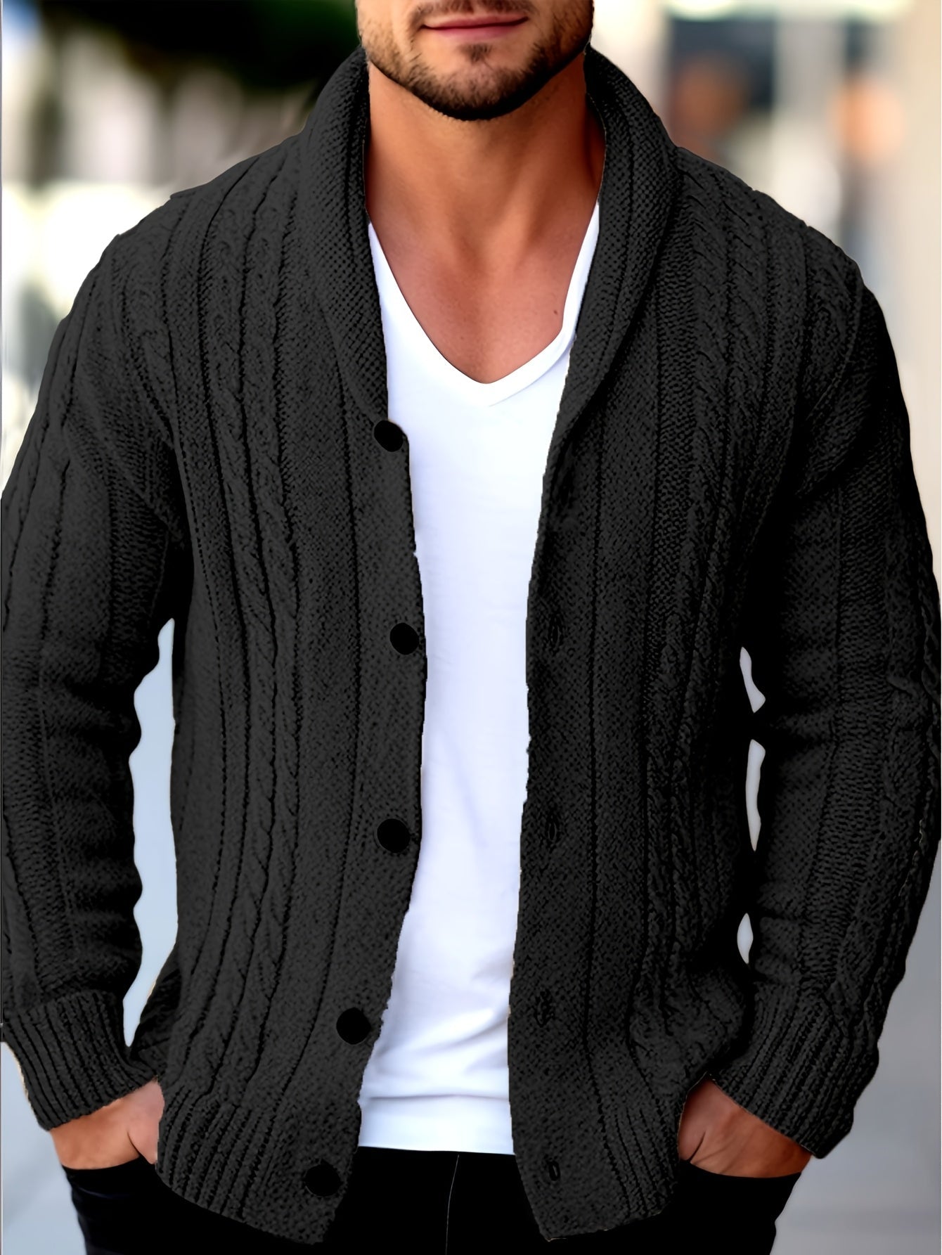 Cardigan Matière Stretch Coupe Ample Pour Homme