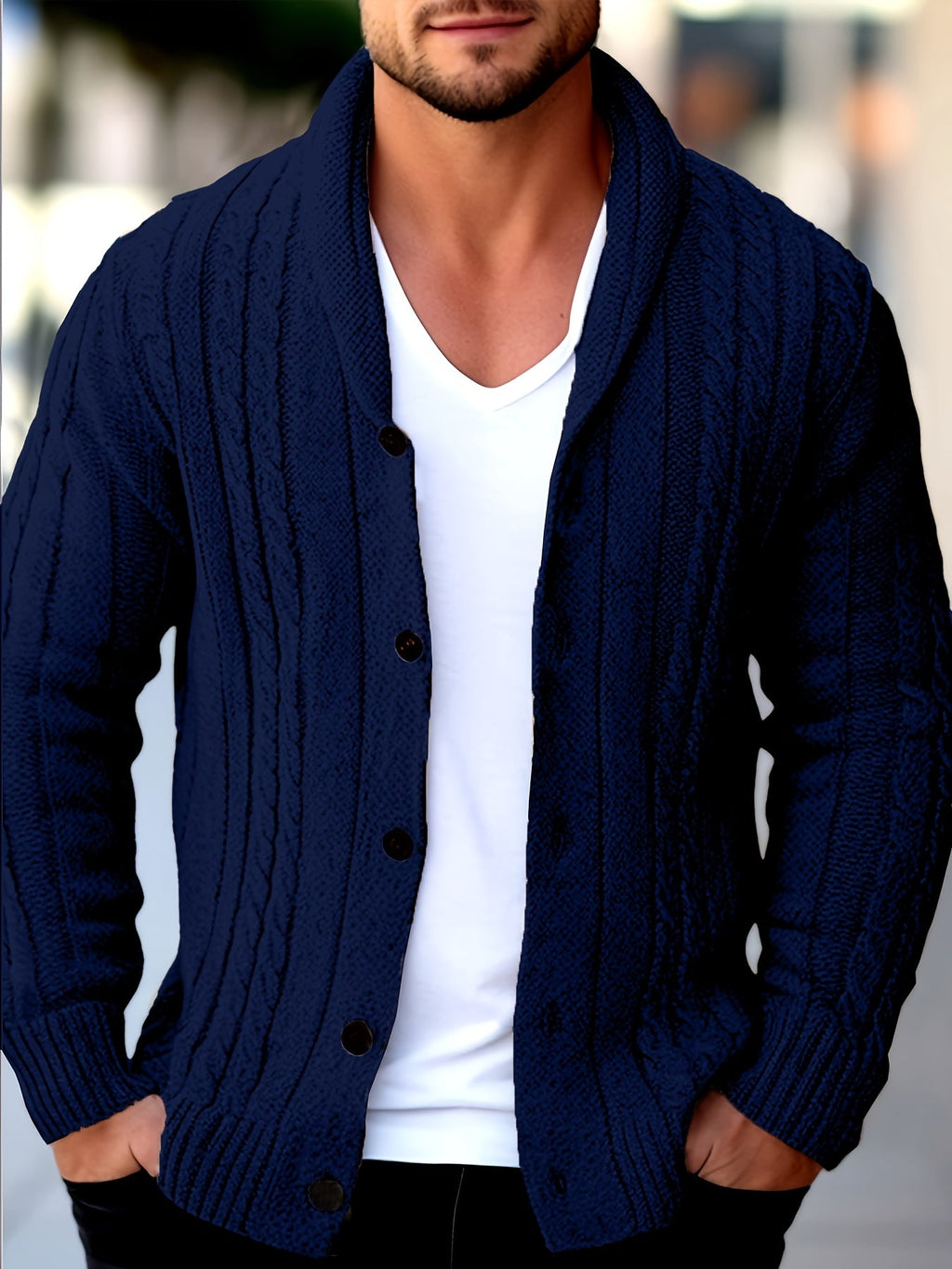 Homme Cardigan Maille Torsadée