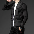 Homme Cardigan Ouvert Carreaux