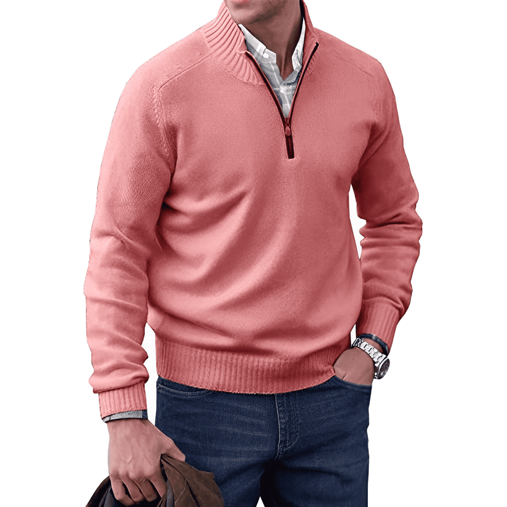 Homme Pull Maille Zippé