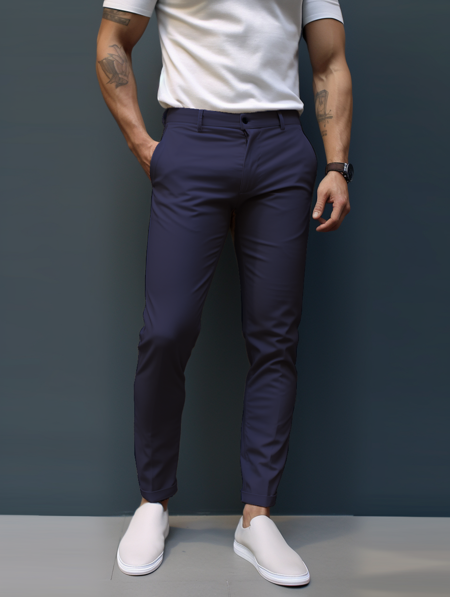 Pantalon Matière Stretch Coupe Ajustée Pour Homme