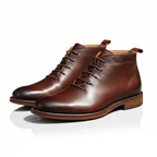 Bottes À Lacets Bout Rond Finition Lisse Pour Homme