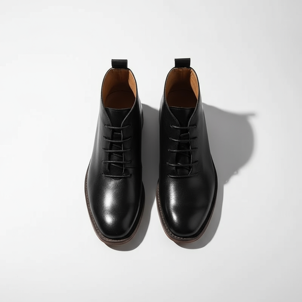 Bottes À Lacets Bout Rond Finition Lisse Pour Homme