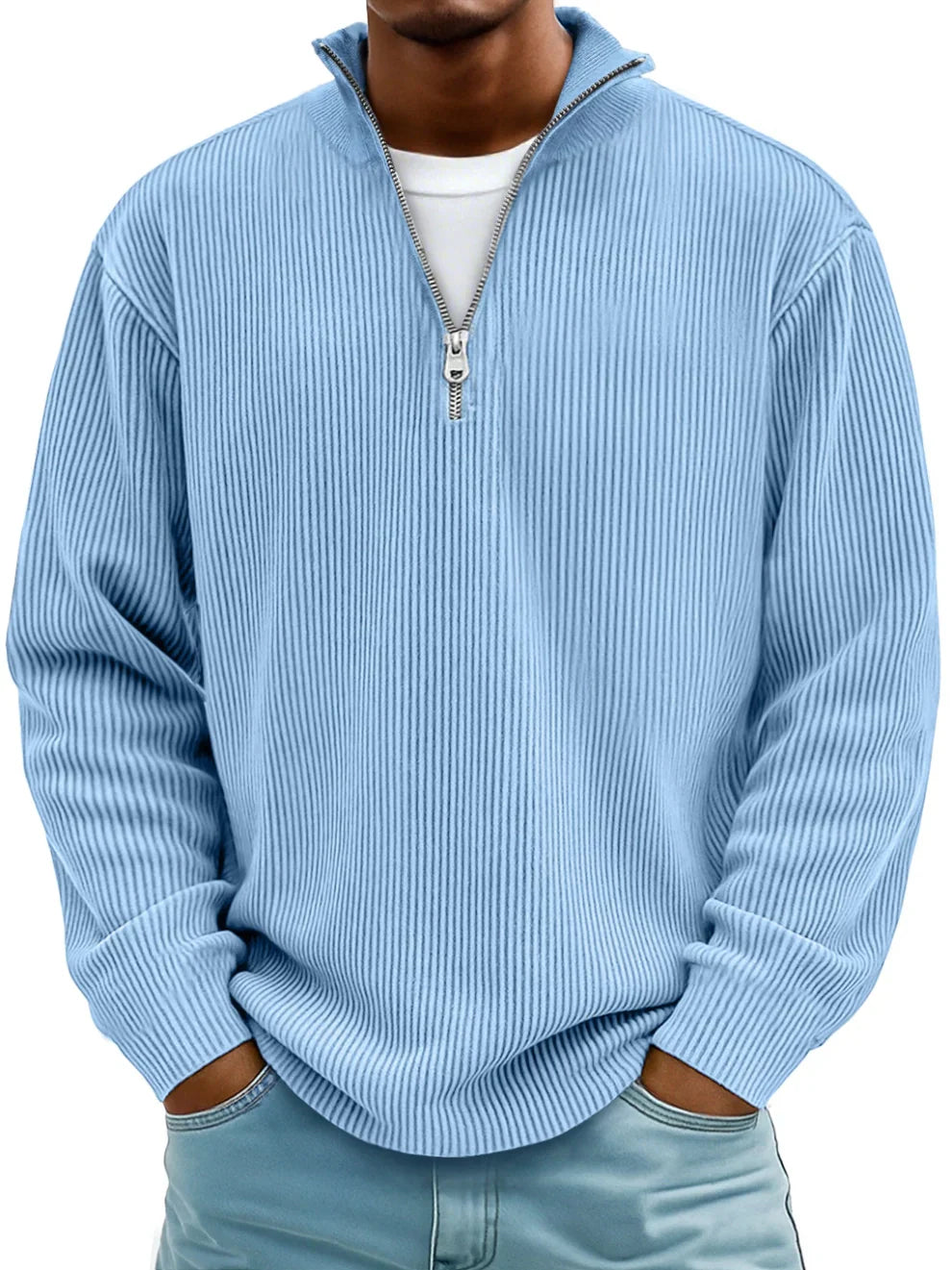 Pull Maille Côtelée Coupe Ample Pour Homme