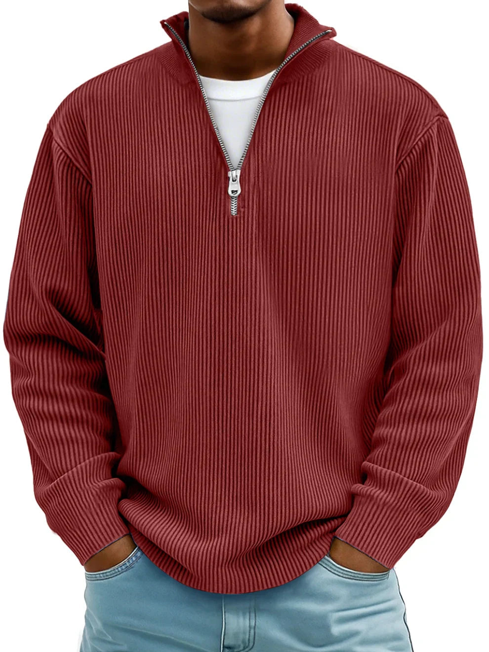 Pull Maille Côtelée Coupe Ample Pour Homme