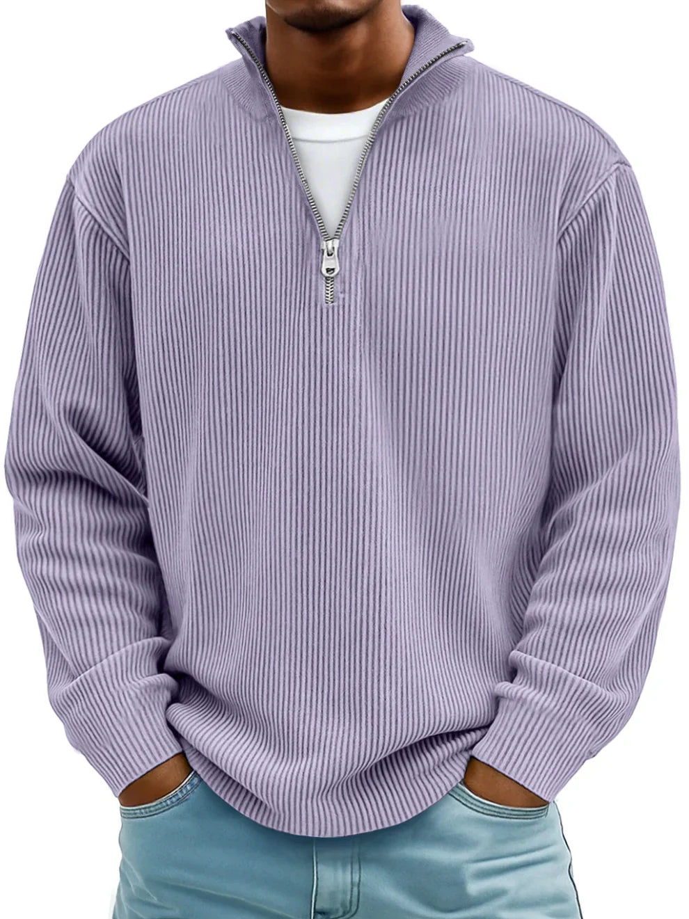 Pull Maille Côtelée Coupe Ample Pour Homme