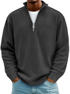 Homme Pull Demi-Zip Côtelé
