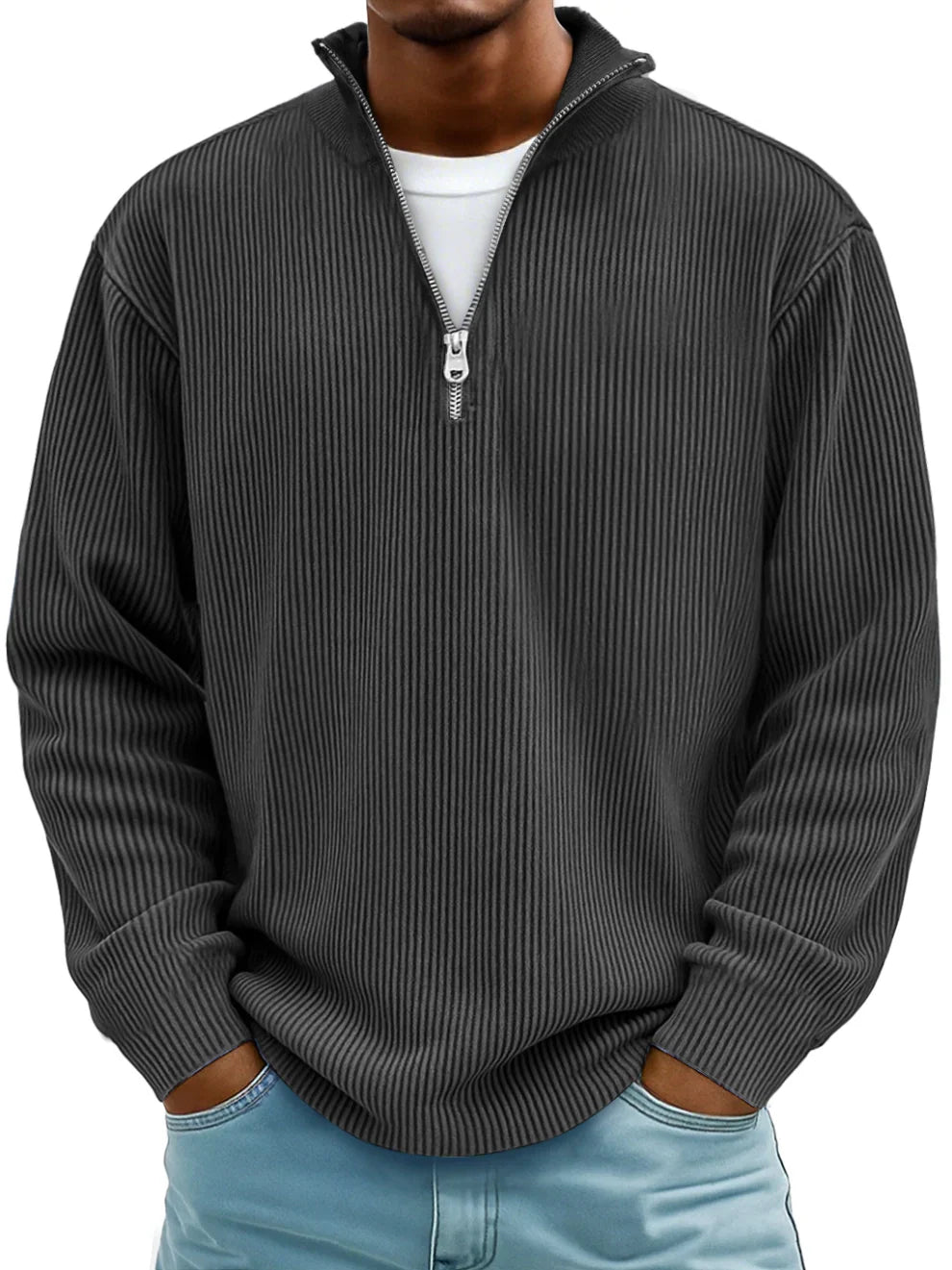 Pull Maille Côtelée Coupe Ample Pour Homme
