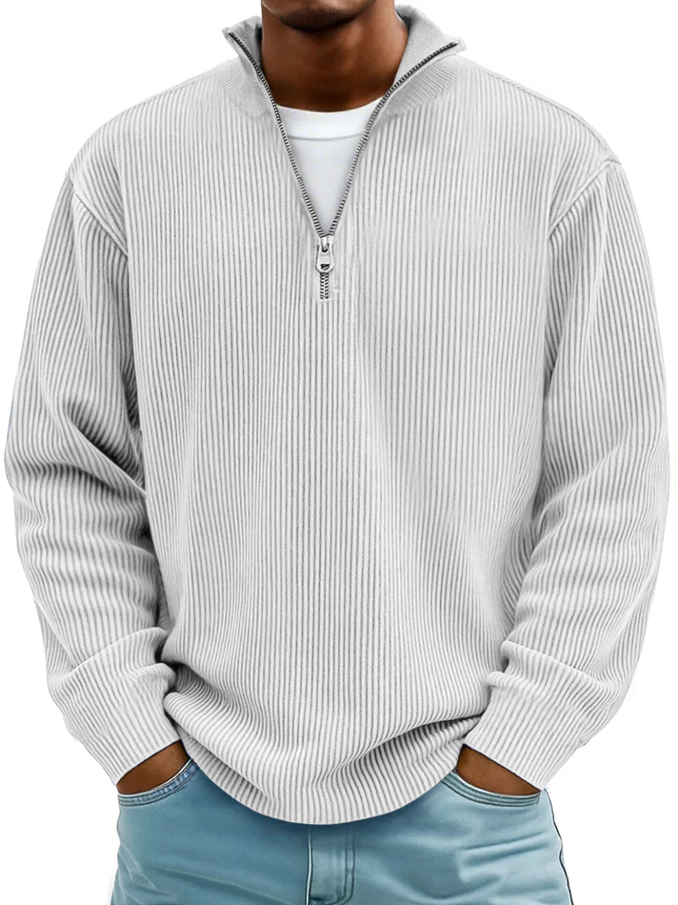Pull Maille Côtelée Coupe Ample Pour Homme