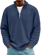 Homme Pull Demi-Zip Côtelé