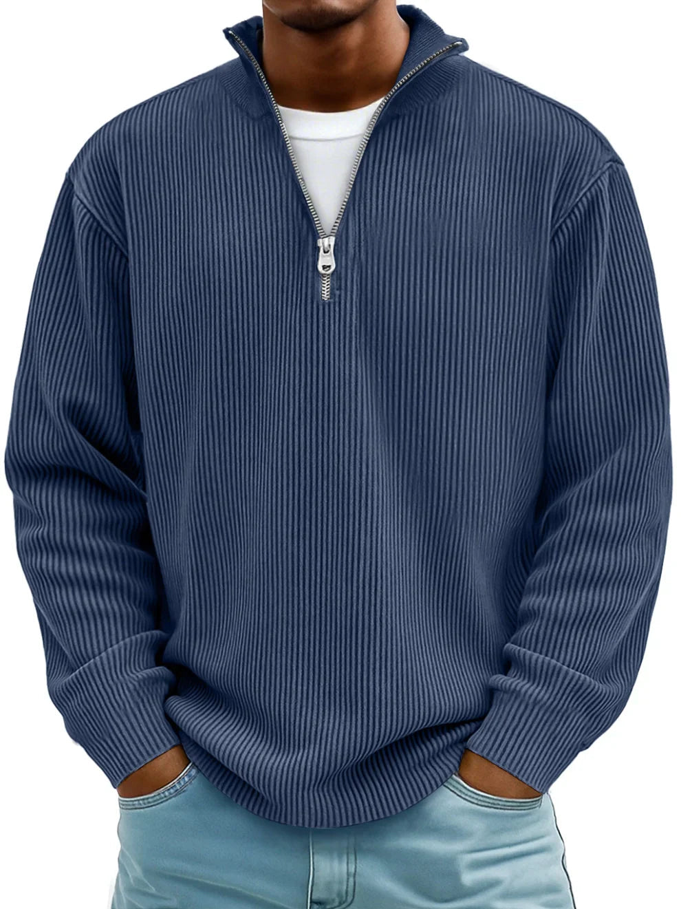 Pull Maille Côtelée Coupe Ample Pour Homme