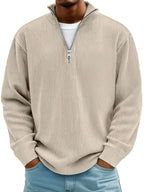 Homme Pull Demi-Zip Côtelé