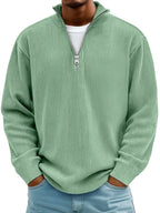Homme Pull Demi-Zip Côtelé