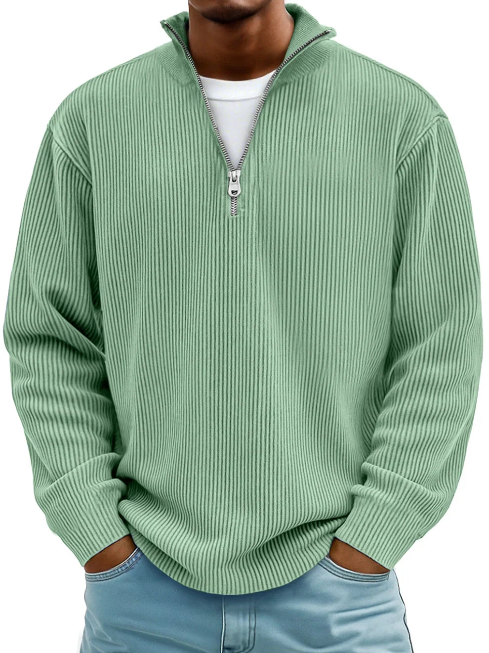 Pull Maille Côtelée Coupe Ample Pour Homme