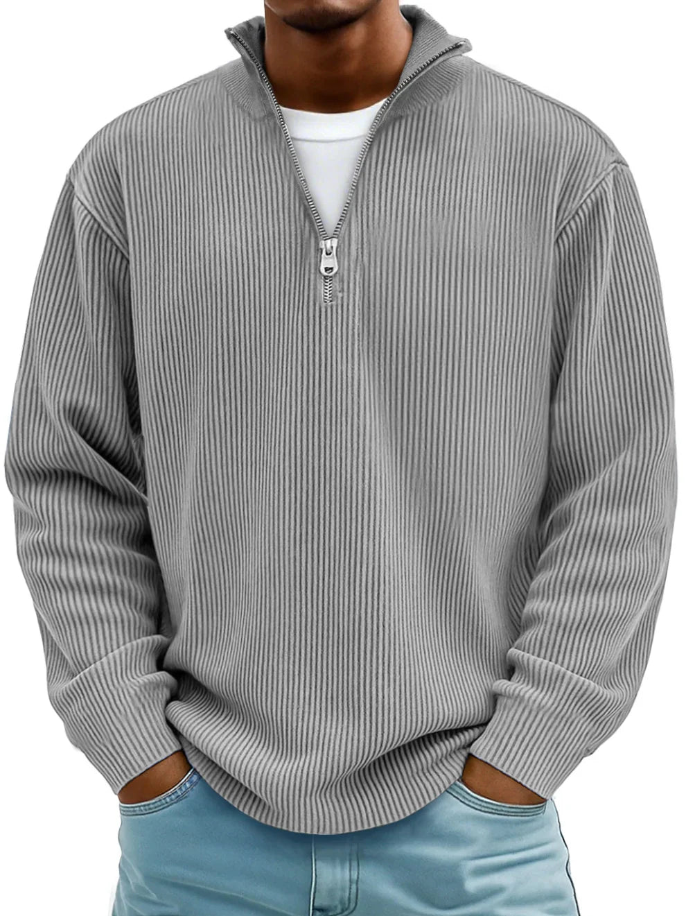 Pull Maille Côtelée Coupe Ample Pour Homme