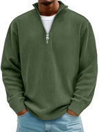 Homme Pull Demi-Zip Côtelé