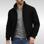Homme Cardigan Zippé Côtelé