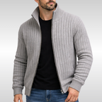 Homme Cardigan Zippé Côtelé