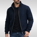 Homme Cardigan Zippé Côtelé