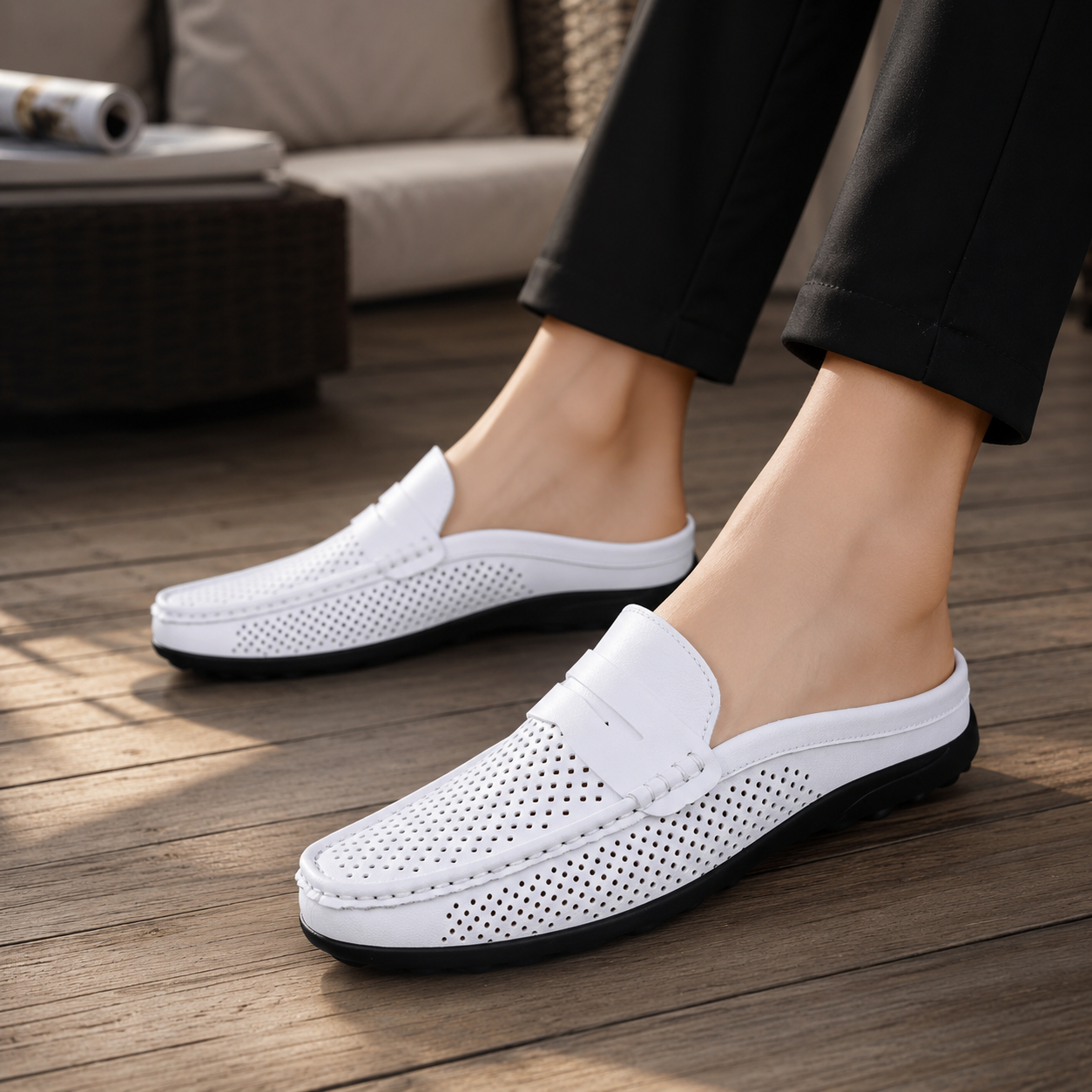 Mocassins Aspect Denim Pour Homme