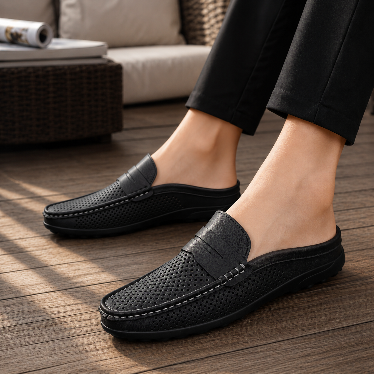 Mocassins Aspect Denim Pour Homme