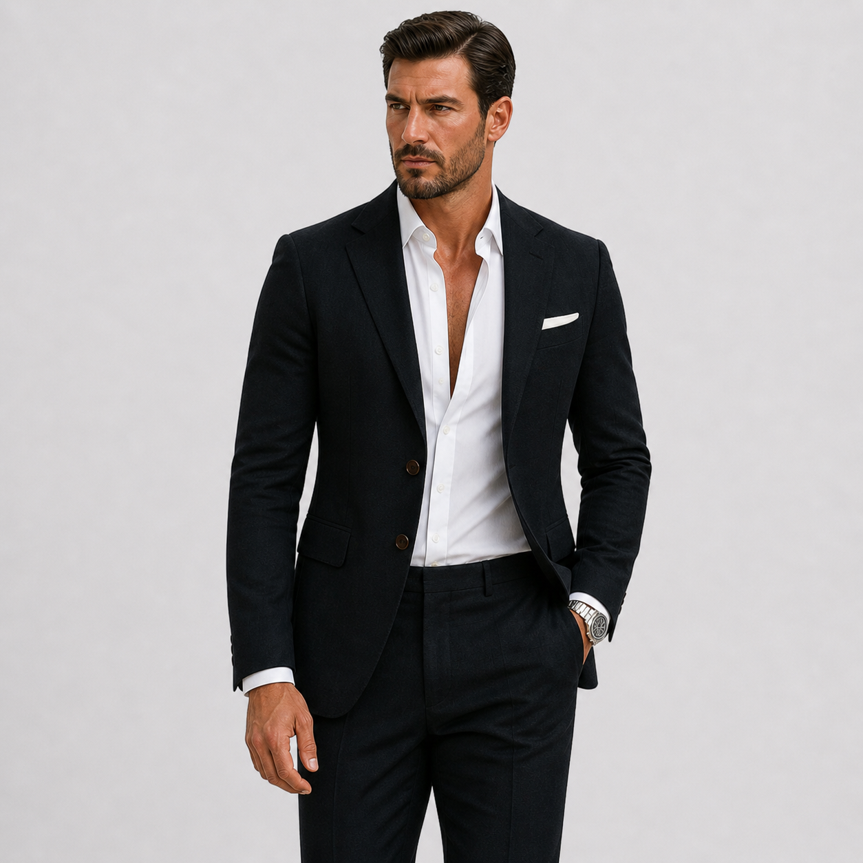 Costume 2 Pièces Aspect Lin Pour Homme