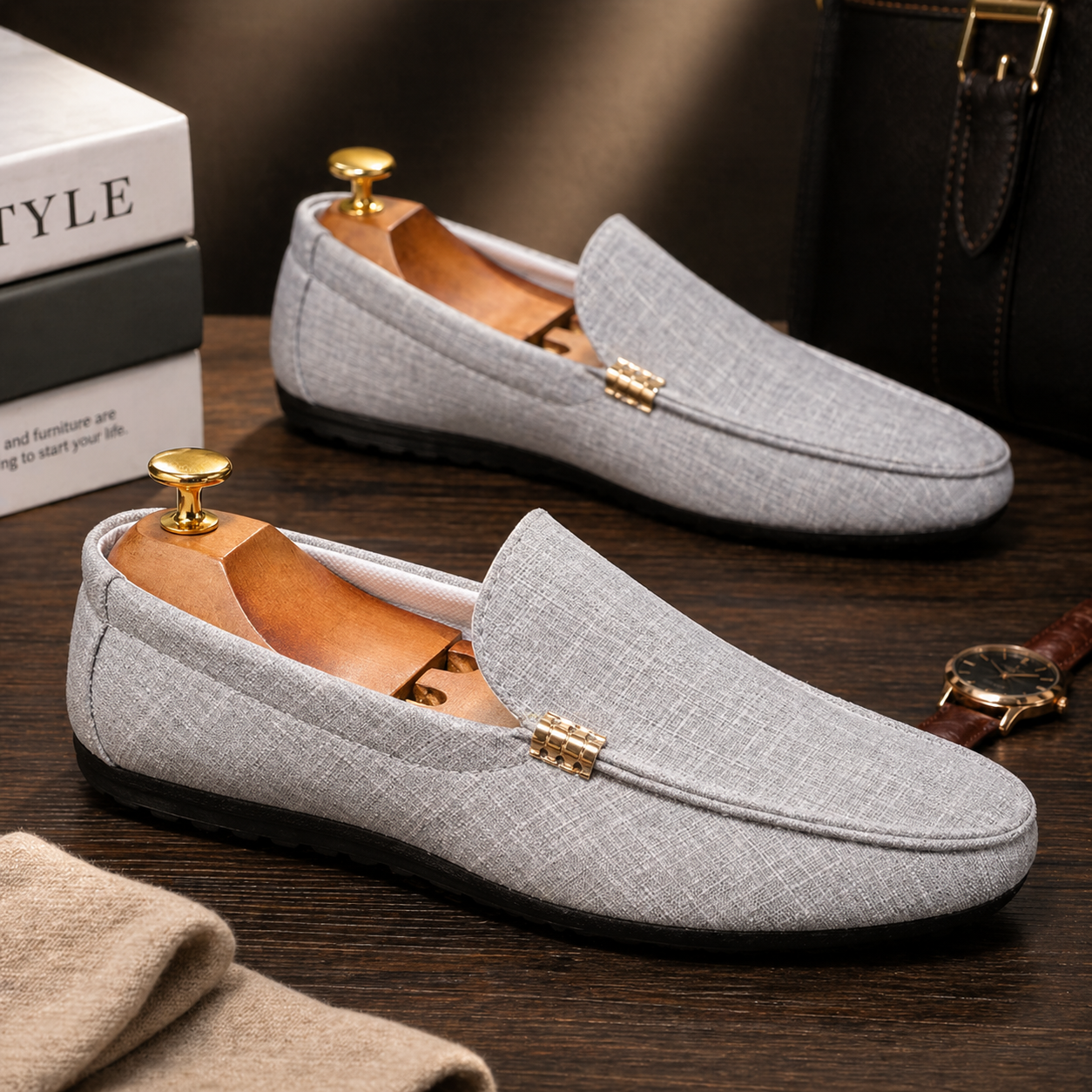Mocassins Dessus Toile Pour Homme