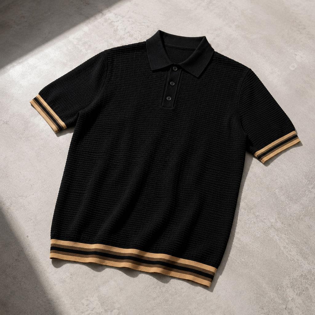 Polo Maille Côtelée Pour Homme