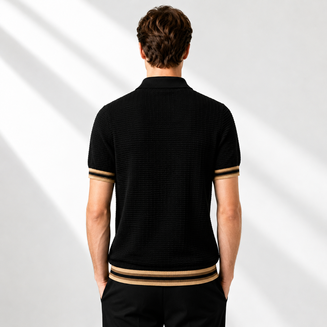 Polo Maille Côtelée Pour Homme
