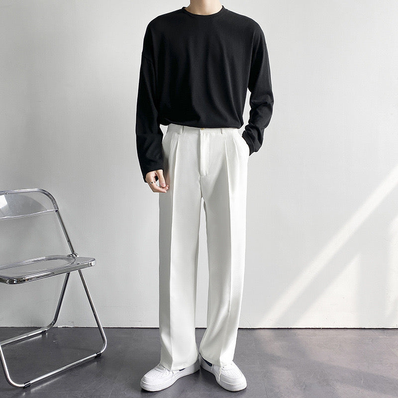 Homme Pantalon Plissé Large