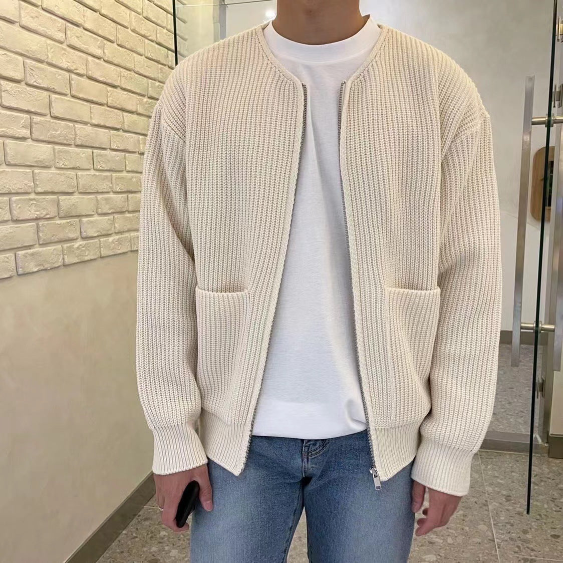 Cardigan Maille Zippé Poches Pour Homme