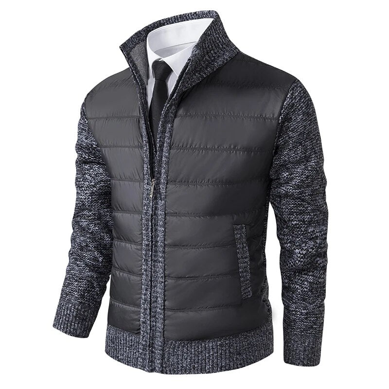 Veste Matelassée Maille Col Montant Zip Intégral Pour Homme