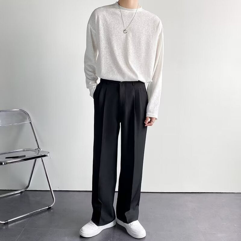 Homme Pantalon Plissé Large