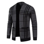 Homme Cardigan Ouvert Carreaux