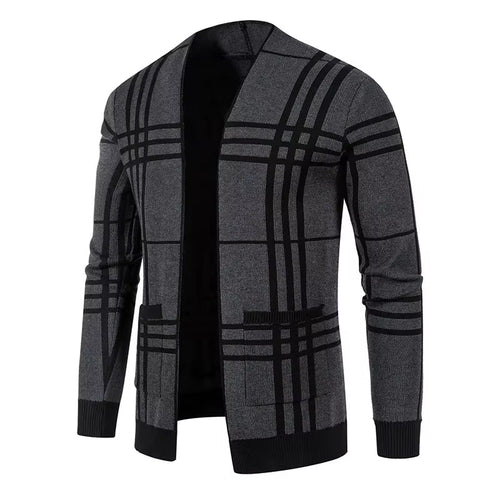 Cardigan Maille Motif Carreaux Pour Homme