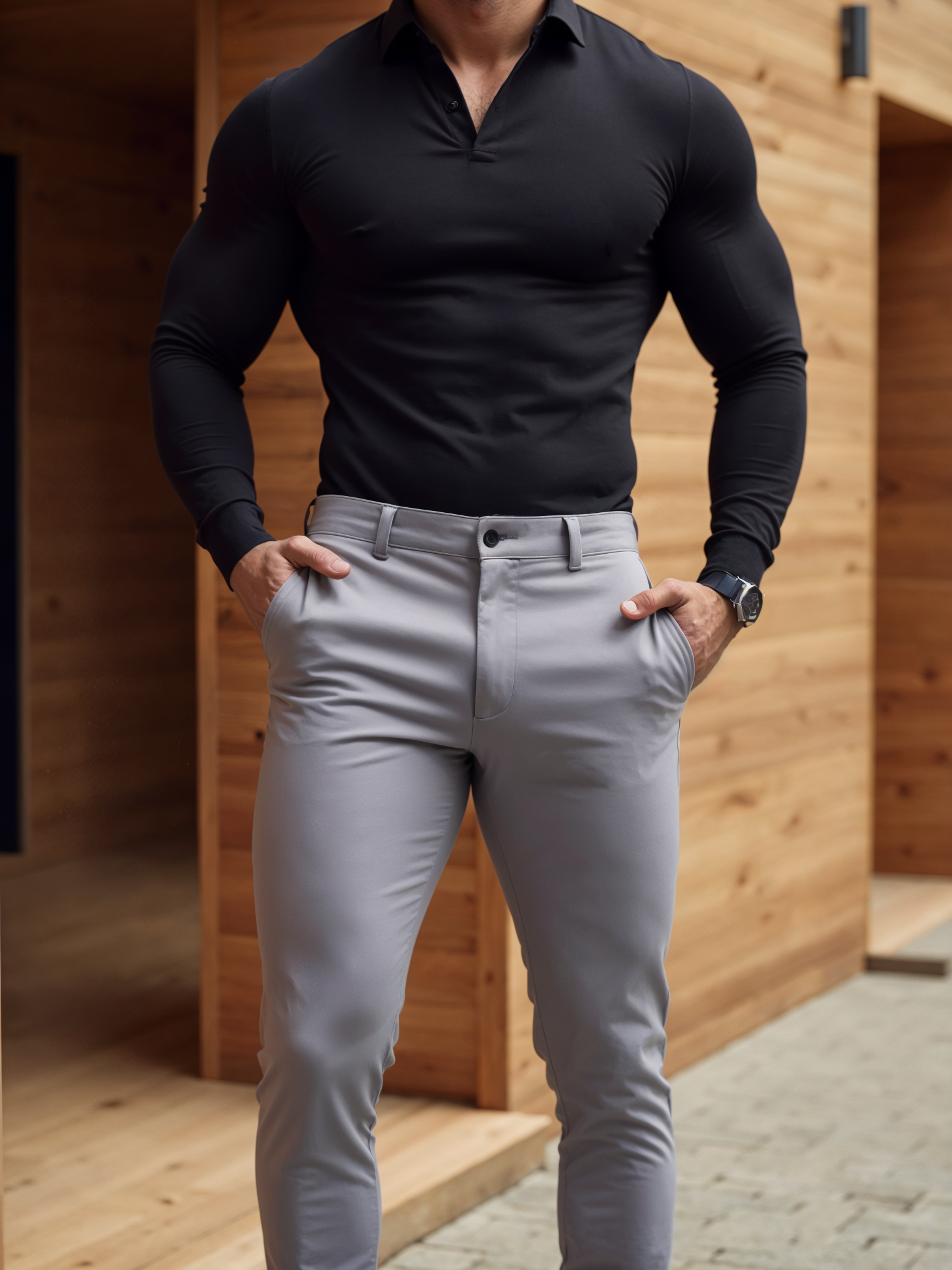 Pantalon Matière Stretch Coupe Ajustée Pour Homme