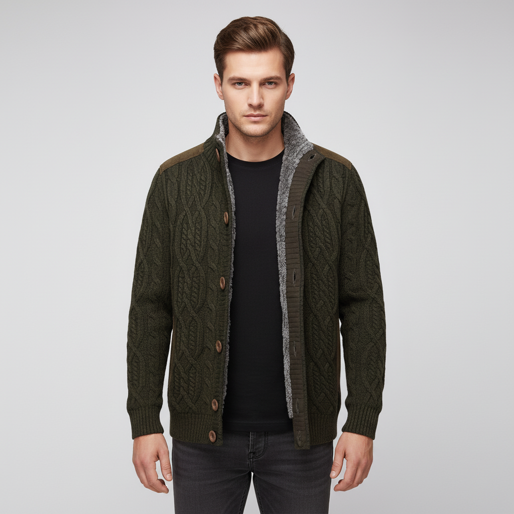 Homme Cardigan Torsadé Montant