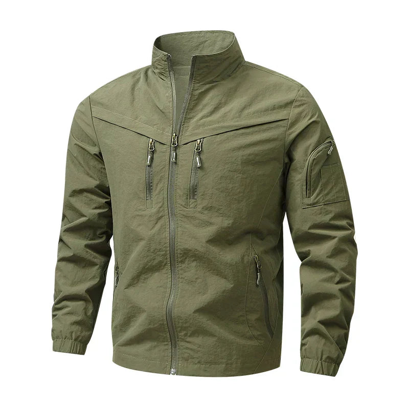 Veste Poches Multiples Légère Zippée Poignets Élastiqués Pour Homme