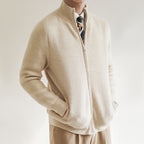 Cardigan Maille Côtelée Zip Intégral Superposable Pour Homme