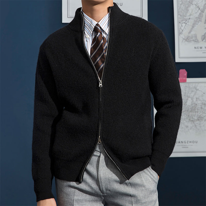 Homme Cardigan Zippé Côtelé