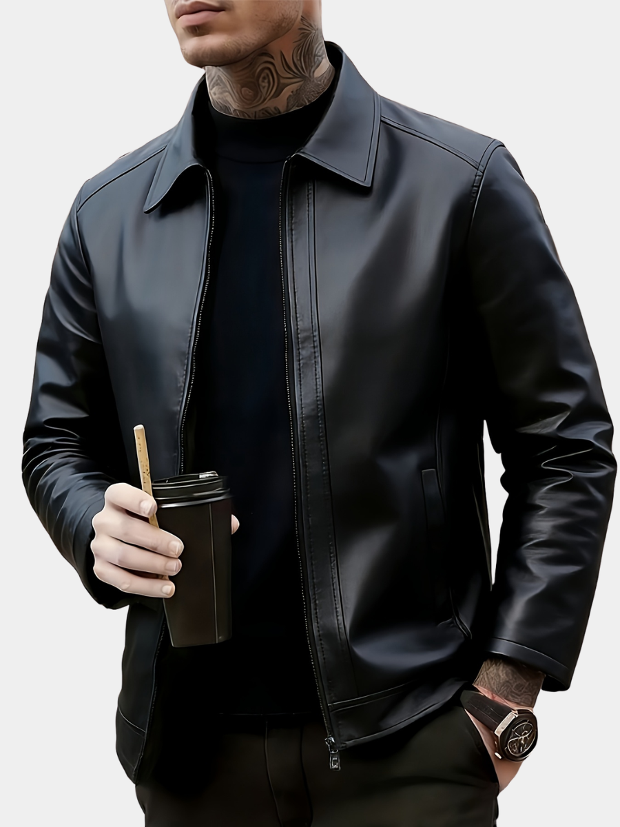 Homme Veste Aspect Cuir
