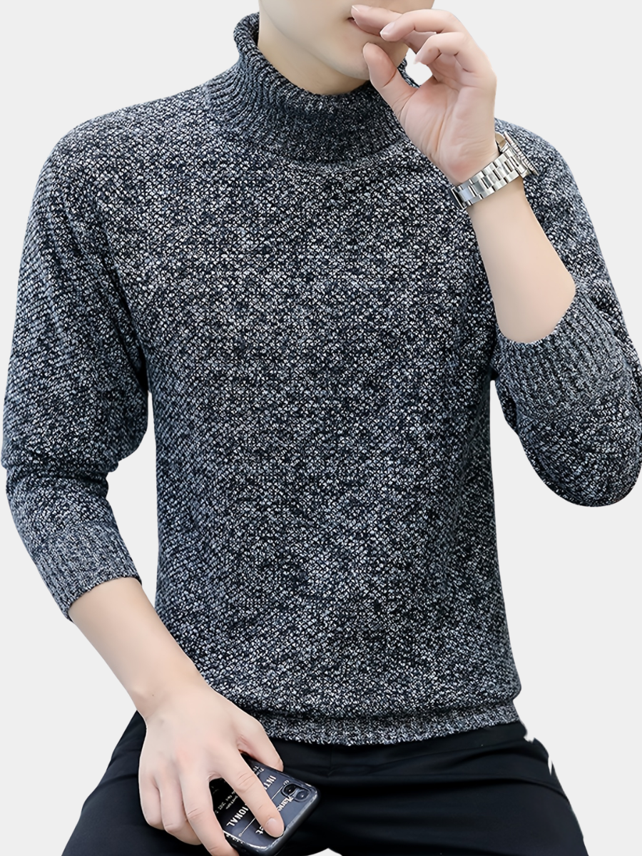 Pull Matière Stretch Col Cranté Pour Homme