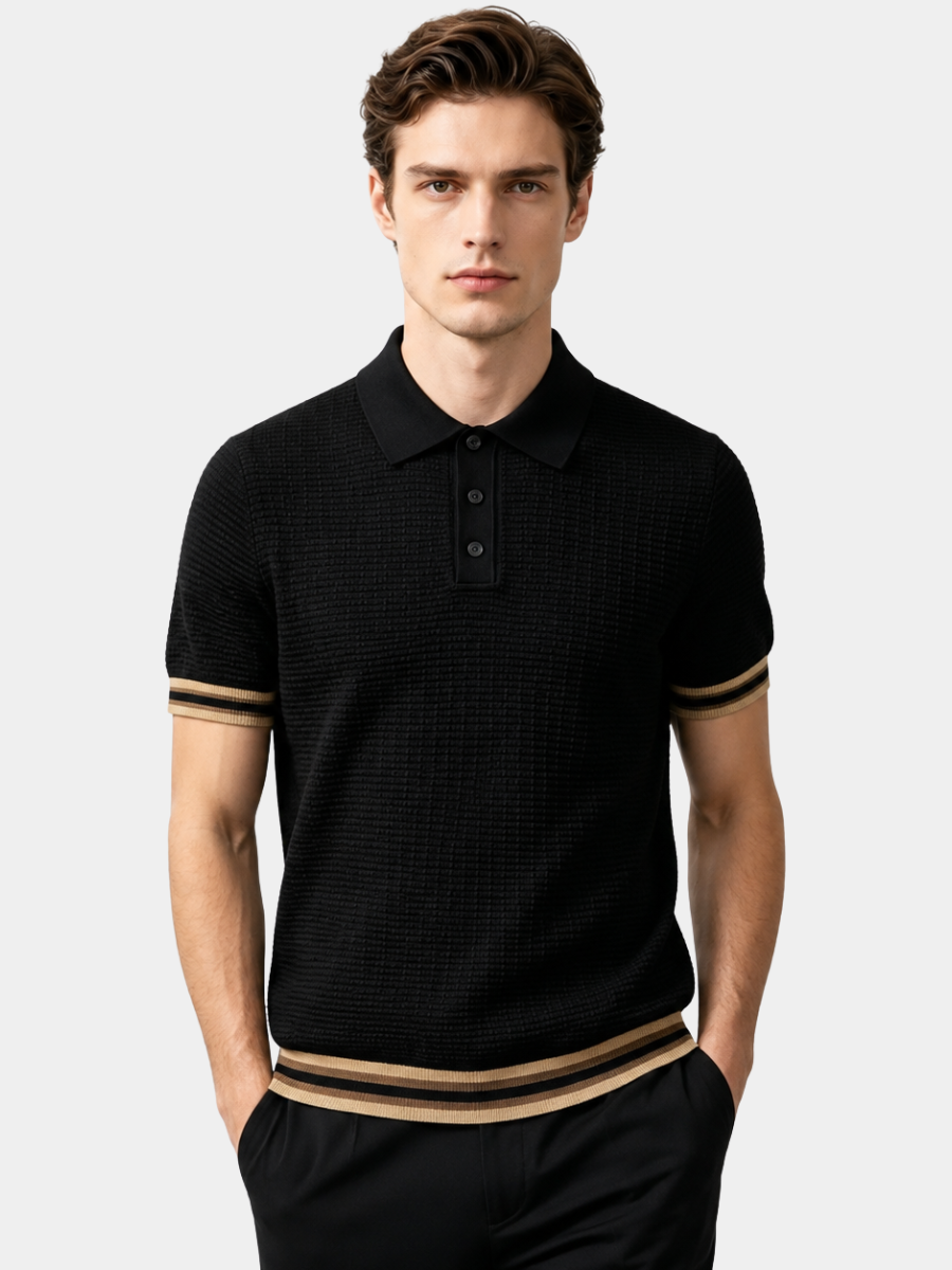 Polo Maille Côtelée Pour Homme