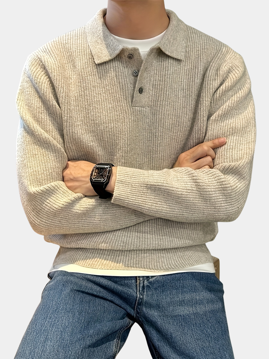 Homme Polo Maille Côtelée