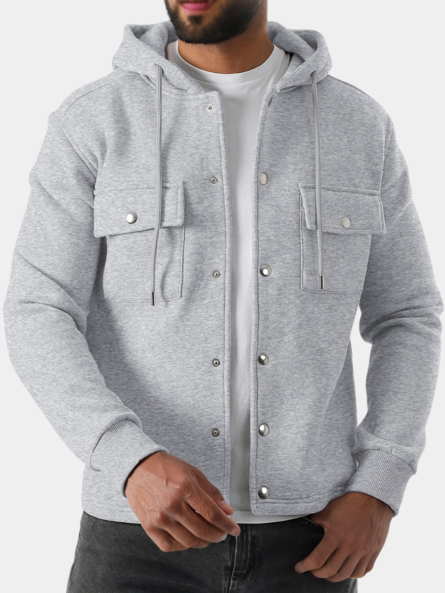 Homme Sweat Capuche Boutonné